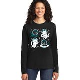 Rock&roll Astro Kediler Siyah Bisiklet Yaka Uzun Kollu Penye Kadın T-Shirt - M