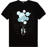 Rock&Roll Balon Gezegenler Siyah Kısa Kollu Erkek Tişört - 2XL