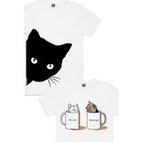 Rock&Roll Beyaz Sütlü ve Sade, Beyaz Meraklı Kadın 2'li Eko Paket T-Shirt - XXS