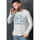 Rock&roll Bisiklet Hastası Gri Bisiklet Yaka Uzun Kollu Penye Erkek T-Shirt - M