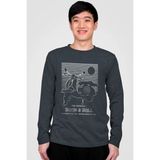 Rock&roll Çizgili Scooter Antrasit Bisiklet Yaka Uzun Kollu Penye Erkek T-Shirt