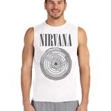 Rock&Roll Daire Daire Nirvana Beyaz Kesik Kol Erkek Tişört - 001 - Beyaz