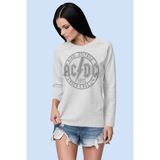 Rock&Roll Dairede Acdc Gri Bisiklet Yaka Uzun Kollu Kadın Penye T-Shirt