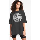 Rock&Roll Dairede Acdc Oversize Antrasit Kısa Kollu Kadın T-Shirt - XS - S