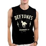 Rock&Roll Deftones Siyah Kesik Kol / Kolsuz Erkek Tişört - 0 Siyah