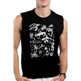 Rock&Roll Denizde Hayat Siyah Kesik Kol | Kolsuz Erkek Tshirt | Atlet