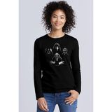 Rock&Roll Dört Kafa Yıldız Savaşları Bisiklet Yaka Siyah Uzun Kollu Penye Kadın T-Shirt - XL