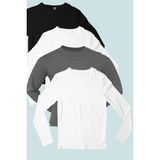 Rock&Roll Düz 2 Beyaz, Siyah, Antrasit Uzun Kollu Erkek Penye T-Shirt 4'lü Süper Eko Paket - 001 - Beyaz - M