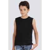Rock&Roll Düz, Baskısız Basic Siyah Kesik Kol | Kolsuz Kız Erkek Uniseks Çocuk T-Shirt | Atlet - XXS - 031-Siyah