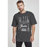 Rock&Roll Fender Gitar Antrasit Oversize Kısa Kollu Erkek T-Shirt - M - L - Siyah - Antrasit