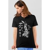 Rock&roll Goku Silüet Kısa Kollu Siyah Kadın Tişört - 0 Siyah - XL