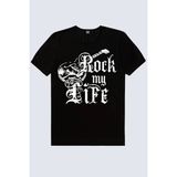 Rock&roll Hayatım Rock Kısa Kollu Siyah Kadın Tişört - 0 Siyah