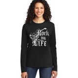 Rock&roll Hayatım Rock Siyah Bisiklet Yaka Uzun Kollu Penye Kadın T-Shirt