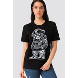 Rock&roll Hiphop Teddy Kısa Kollu Siyah Kadın Tişört - 0 Siyah - 2XL