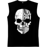 Rock&Roll Hızlı Yaşa Siyah Kesik Kol | Kolsuz Erkek T-Shirt | Atlet - 02S-Siyah