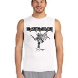 Rock&Roll Iron Maiden Beyaz Erkek Kesik Kol / Kolsuz Tişört - 001 - Beyaz - XS
