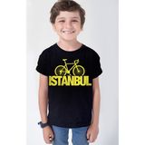 Rock&Roll Istanbul Bisiklet Siyah Kısa Kollu Kız Erkek Uniseks Çocuk T-Shirt - 10 Yaş