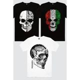 Rock&Roll Italyan Kurukafa, Disk Kafa Beyaz, Hızlı Yaşa 3'lü Kadın Tshirt Eko Paket - Çok Renkli - M