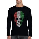 Rock&roll Italyan Kurukafa Siyah Bisiklet Yaka Uzun Kollu Penye Erkek T-Shirt