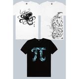 Rock&Roll Japon Ahtapot, Büyük Ahtapot, Derin Pi 3'lü Kadın Tshirt Eko Paket - Çok Renkli - M