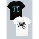 Rock&Roll Japon Ahtapot, Derin Pi 2'li Kadın Tshirt Eko Paket - Çok Renkli - 2XS