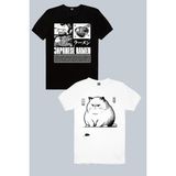 Rock&Roll Japon Noodle Siyah, Kedi Fare 2'li Kadın Tshirt Eko Paket - Çok Renkli - 2XS
