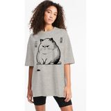 Rock&roll Kedi Fare Oversize Gri Kadın Tişört - M - L