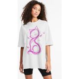 Rock&roll Kedi Prenses Oversize Beyaz Kadın Tişört - XS - S