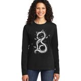 Rock&roll Kedi Prenses Siyah Bisiklet Yaka Uzun Kollu Penye Kadın T-Shirt - M