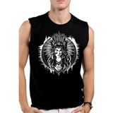 Rock&Roll Kızılderili Kız Siyah Kesik Kol | Kolsuz Erkek T-Shirt | Atlet - M