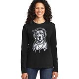 Rock&roll Kolyeli Pit Siyah Bisiklet Yaka Uzun Kollu Penye Kadın T-Shirt - M