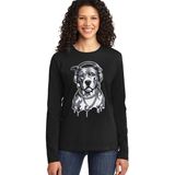 Rock&roll Kolyeli Pit Siyah Bisiklet Yaka Uzun Kollu Penye Kadın T-Shirt