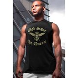 Rock&Roll Kraliçe Arı Siyah Kesik Kol | Kolsuz Erkek T-Shirt | Atlet