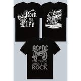 Rock&Roll Limp Sneaker, Hayatım Rock, Top Rock Acdc Siyah 3'lü Kadın Tshirt Eko Paket - Çok Renkli - 2XL