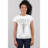 Rock&Roll Melek Nirvana Beyaz Kısa Kollu Kadın T-Shirt - XL