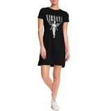 Rock&Roll Melek Nirvana Siyah Kısa Kollu Penye T-Shirt Elbise