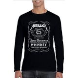 Rock&Roll Metallica Jack Logo Bisiklet Yaka Siyah Uzun Kollu Penye Erkek T-Shirt - XXS