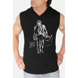 Rock&Roll Paltolu Joker Siyah Kapşonlu|kolsuz Erkek Atlet T-Shirt - 02S-Siyah
