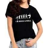 Rock&Roll Rock Evrimi Siyah Kısa Kollu Kadın Kadın T-Shirt - XXS