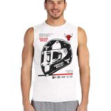 Rock&Roll Rock &roll Chicago Racing Beyaz Kesik Kol | Kolsuz Erkek Tshirt | Atlet - 2XS