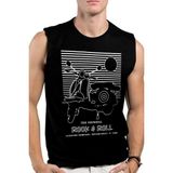 Rock&Roll Rock &roll Çizgili Scooter Siyah Kesik Kol | Kolsuz Erkek Tshirt | Atlet - 2XS