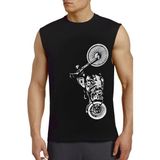 Rock&Roll Rock &roll Dikey Motosiklet Siyah Kesik Kol | Kolsuz Erkek Tshirt | Atlet