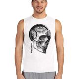 Rock&Roll Rock &roll Disk Kafa Beyaz Kesik Kol | Kolsuz Erkek Tshirt | Atlet - M