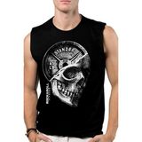 Rock&Roll Rock &roll Disk Kafa Siyah Kesik Kol | Kolsuz Erkek Tshirt | Atlet - 2XS