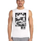 Rock&Roll Rock &roll Drift Anime Beyaz Kesik Kol | Kolsuz Erkek Tshirt | Atlet