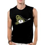 Rock&Roll Rock &roll Fermuarlı Teddy Siyah Kesik Kol | Kolsuz Erkek Tshirt | Atlet