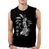 Rock&Roll Rock &roll Goku Silüet Siyah Kesik Kol | Kolsuz Erkek Tshirt | Atlet - M