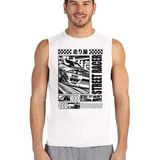 Rock&Roll Rock &roll Sokak Yarışcısı Beyaz Kesik Kol | Kolsuz Erkek Tshirt | Atlet - 2XS