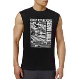 Rock&Roll Rock &roll Sokak Yarışcısı Siyah Kesik Kol | Kolsuz Erkek Tshirt | Atlet