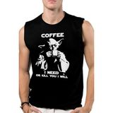 Rock&Roll Rock &roll Yoda Kahvesi Siyah Kesik Kol | Kolsuz Erkek Tshirt | Atlet - XS